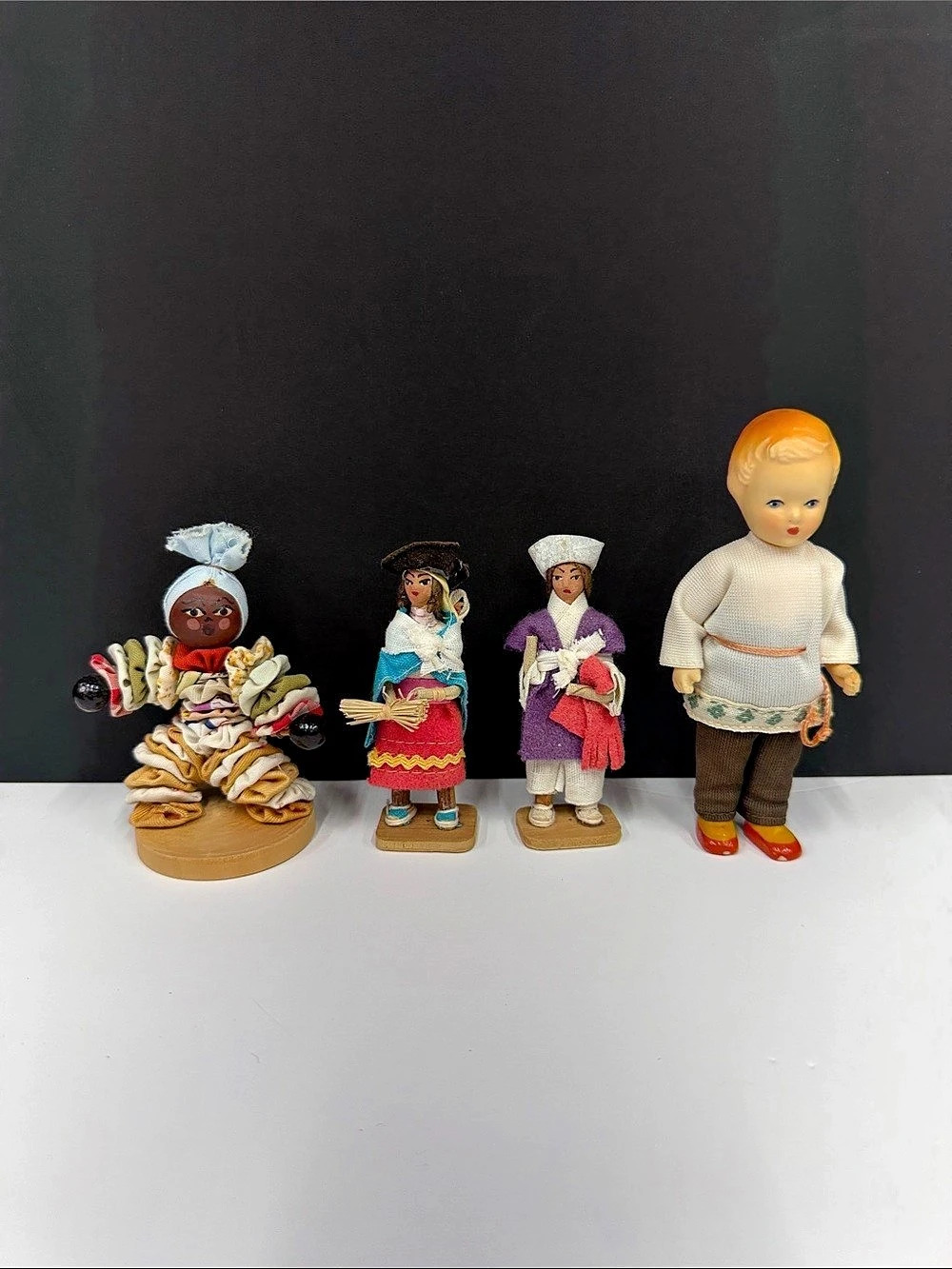 Vintage International Folk Costume Dolls Lot of 4 Handmade Souvenir Collectibles